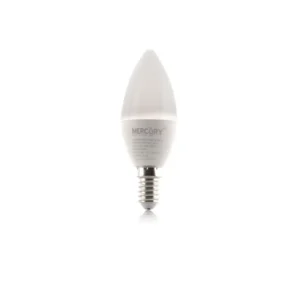 Bombillo LED tipo vela E14 con luz blanca y diseño decorativo elegante.