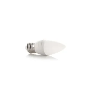 Bombillo LED tipo vela E27 con luz blanca y diseño decorativo elegante.