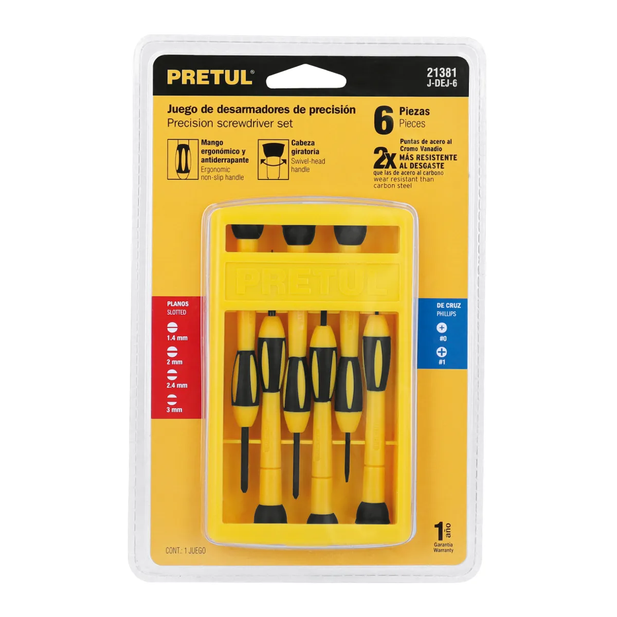 Juego de 6 destornilladores de precisión para electrónica y reparaciones delicadas.