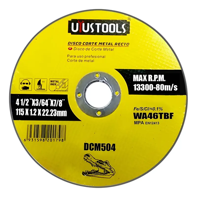 Disco Corte Metal Uyustools DCM504 de 4-1/2".