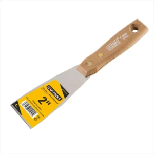 Espátula de 3 pulgadas con mango de madera para trabajos de resane y acabados.