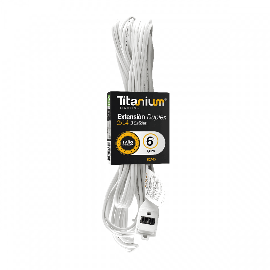 Extensión Eléctrica Titanium ECA45 de 1.8 metros para mayor alcance y comodidad.