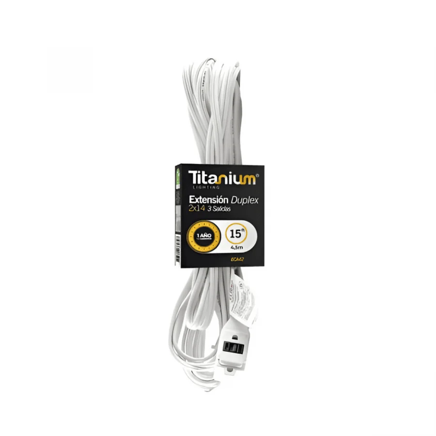 Extensión Eléctrica Dúplex Titanium ECA42 de 4.5 metros para mayor alcance y comodidad.