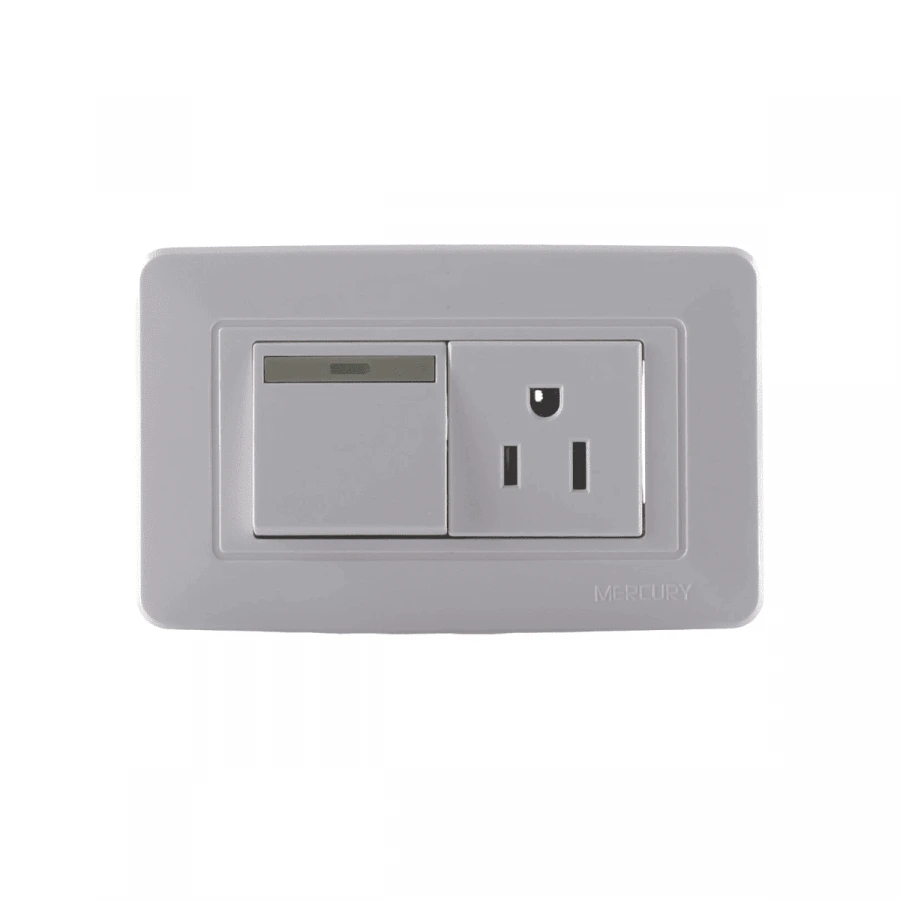 Toma + Interruptor de Incrustar Blanco 15A Mercury ETI12