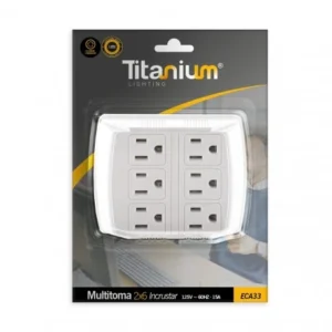 Multitoma 2x6 Incrustar Titanium ECA33 con conexión a tierra y 6 salidas.