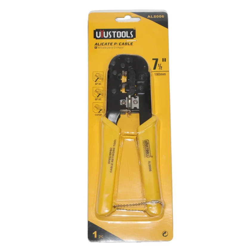 Ponchadora multifuncional para corte, pelado y prensado de terminales eléctricos.