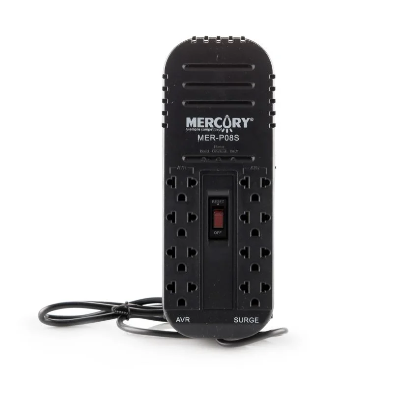 Regulador de Voltaje Mercury ECA114 con 8 salidas para una protección eléctrica confiable.