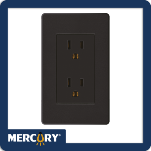 Toma Doble Polo a Tierra Mercury Línea Plus Negra ETI191 para instalaciones eléctricas residenciales y comerciales
